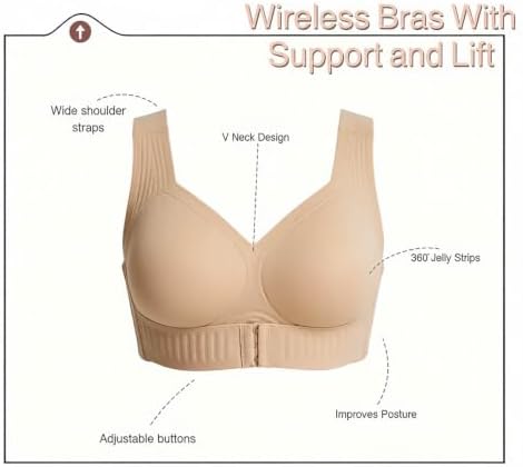 Posture Support Bras For Older Women Front Closure Crossback Wireless Bra Seamless Full Coverage Push Up Bralettes