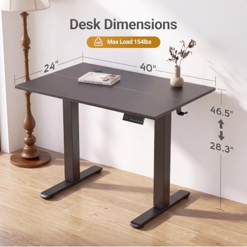 Claiks Electric Standing Desk 40x24 Inch Adjustable Desk, Black