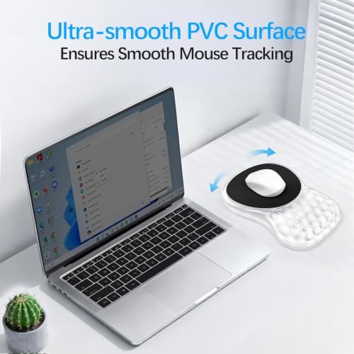 Clear Ergonomic Mouse Pad Wrist Support with Massage Design, Wrist Rest Pain Relief Mousepad with Gel&Non-Slip Silicone Base, Mouse Pads for Wireless Mouse & Desk