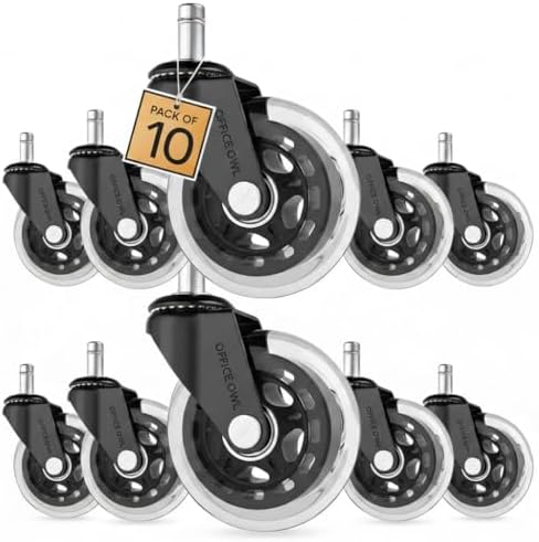 10 Pack Office Chair Wheels, Universal Replacement Casters for Desk Chairs