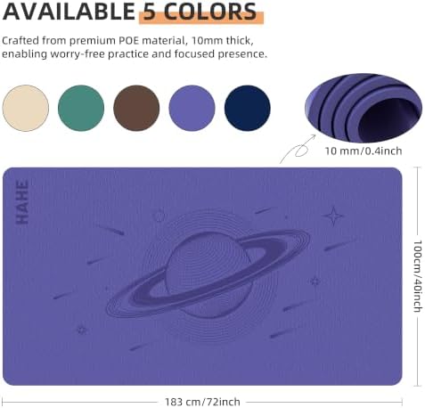HAHE Extra Wide Yoga Mat, 72"x40"x0.4"Thick, Large Exercise Mats