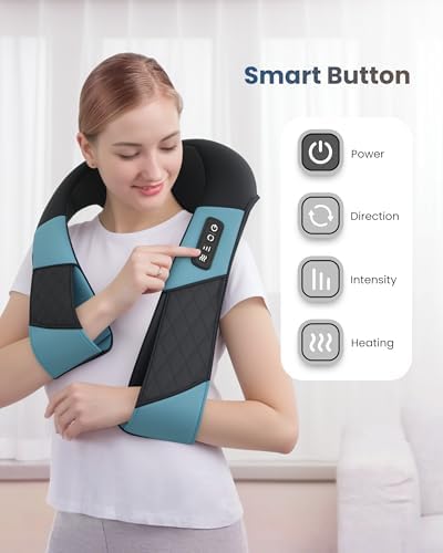 COMFIER Cordless Neck Shoulder Massager with Heat,Black Blue