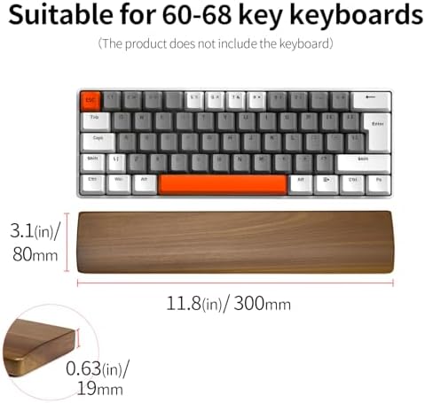 Ergonomic Wood Wrist Rest Support for 60-68 Key Mechanical Keyboard