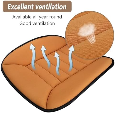 MYFAMIREA 2PCS Car Seat Cushion Pad 1.2" Thick Comfort Seat Protector for Car Driver Seat Office Chair Home Use Memory Foam Seat Cushion with Non Slip Bottom, 20'' x 18.5'', Orange