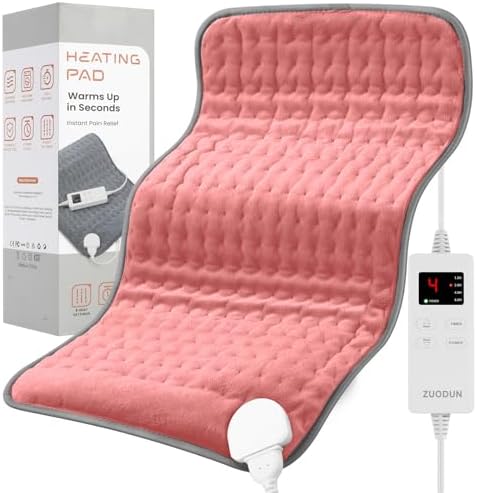 Portable Heating Pad for Back Pain, Travel Electric Heat Pad with Moist Heat Option, 6 Heat Levels & Auto Shut-Off, Soft Washable Cover, Ideal for Office, Home, or Travel Use