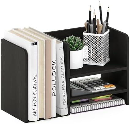 Furinno Hermite Desk Organizers, Office Organization, Black Espresso