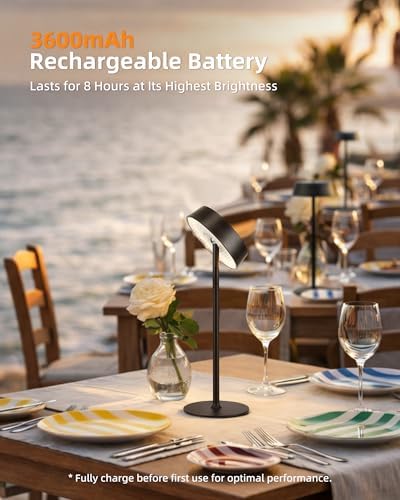 EZVALO Cordless Lamp, Rechargeable Table Lamp, Battery Operated
