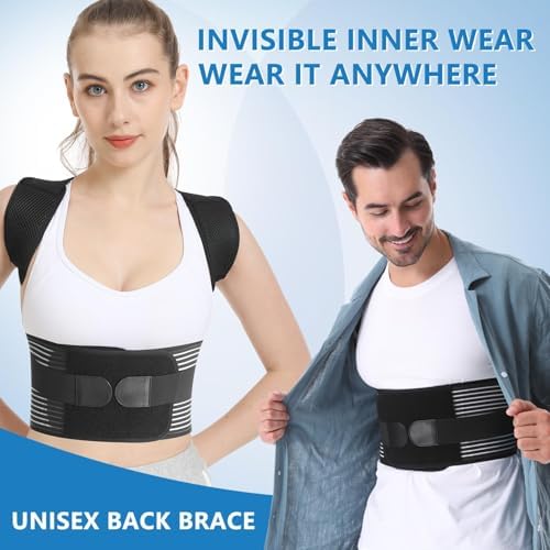 Back Brace Posture Corrector for Women & Men, Shoulder Straightener， Improve Posture Lumbar， Adjustable Full Back Support， Hunchback Correction, Upper and Lower Back Pain Relief, Scoliosis, Spine Corrector (Large)