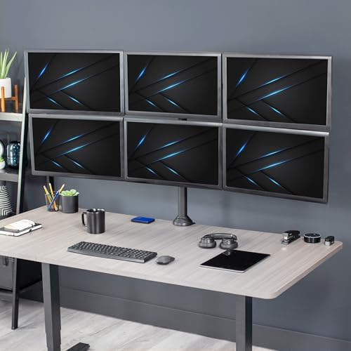 VIVO Steel Hex Monitor 23 to 32 inch LED LCD Clamp-on Desk Mount, Heavy Duty Articulating VESA Computer Stand, Holds 6 Screens, Fully Adjustable for Home Office Workstation, Black, STAND-V106A