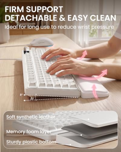 EWEADN Wired Keyboard and Mouse Combo with Detachable Wrist Rest - White