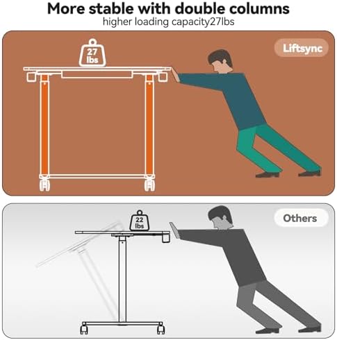 Mobile Standing Desk with Drawer, Height Adjustable, 35" White