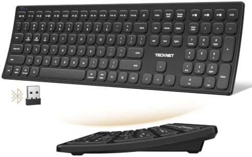 TECKNET Bluetooth Wireless Rechargeable Keyboard with BT5.0, 2.4G & Wired