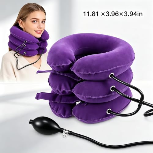 Inflatable Purple Cervical Neck Traction Brace Adjustable
