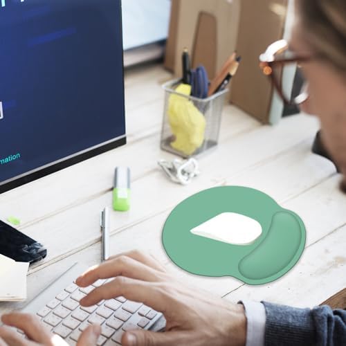 Mouse Pad with Wrist Rest Support, Ergonomic Gaming Mouse Pad with Non-Slip PU Base for Computer Laptop, Office and Home, Easy Typing & Pain Relief, Green