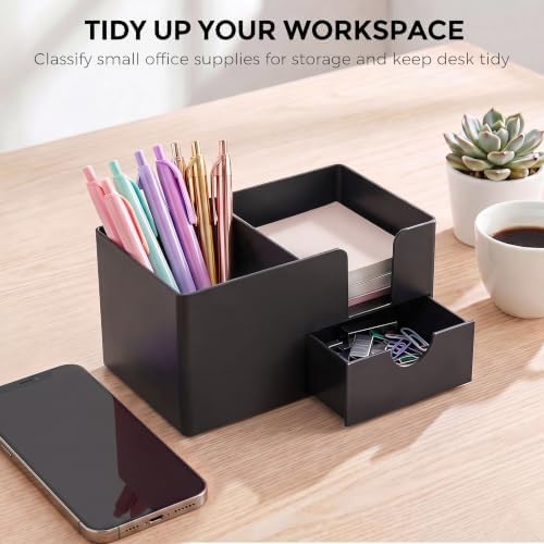 SKYDUE Small Desk Organizer with Sticky Notes Holder,Pen Holder for Desk