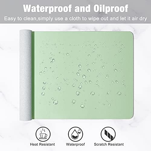 Hsurbtra Desk Pad, 23.6" x 13.8" PU Leather Desk Mat, M Extended Mouse Pad, Waterproof Desktop Blotter Protector, Non-Slip Ultra Thin Small Laptop Keyboard Writing Mat for Office Home, Lake Green