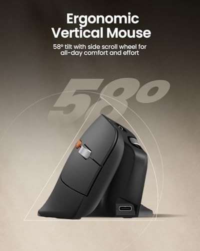 ProtoArc EM11 Pro Ergonomic Mouse for Large Hands, Side Scroll, Black