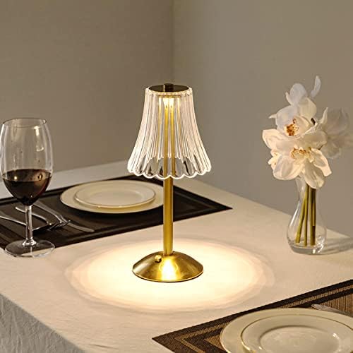 HEQET Cordless Table Lamps for Home,Table,Dining Room, Gold Rechargeable Lamps, USB Charge 12'' Tall LED Brass Portable Outdoor Indoor Table Lamp with Built-in Dimmer (Pack2 Gold Flower Lamp)