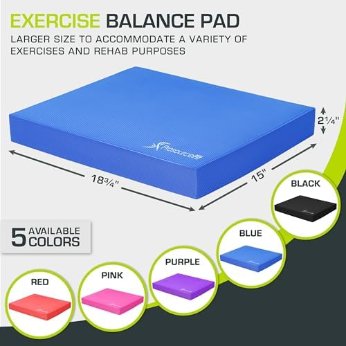 ProsourceFit Exercise Balance Pad, Non-Slip Cushioned Foam Mat & Knee Pad for Fitness and Stability Training, Yoga, Physical Therapy