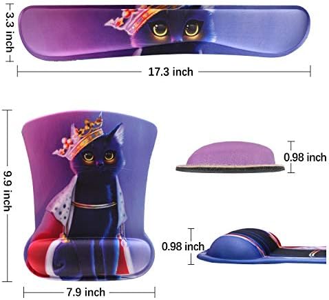 ToLuLu Keyboard Mouse Pad Wrist Rest Set, Gel Ergonomic Mouse Pads Wrist Support for Computer Laptop Home Office, Mousepad Keyboard Wrist Support Memory Foam for Easy Typing Pain Relief, Cat Princess