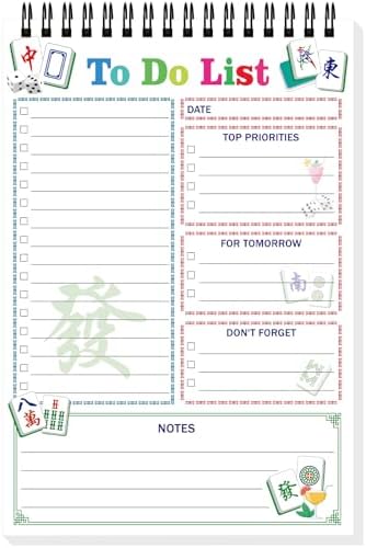 Gueevin Mahjong Gifts To Do List Notepad, Daily Planner, 50 Sheets