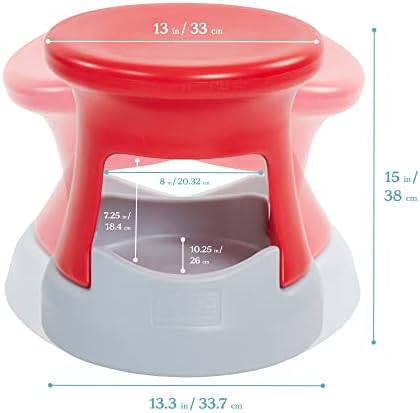 ECR4Kids Active Storage Wobble Stool, 15in Seat Height, Childrens Furniture, Red/Light Grey