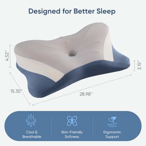 Cervical Neck Pillow, Memory Foam Contour Pillow, Queen