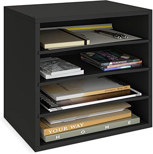 Ballucci 4 Tier Paper Sorter Desk Organizer, Letter Tray File Holders Black