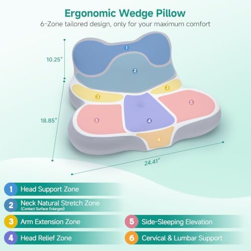 Wedge Pillow, Memory Foam Bed Wedges for Sleeping Apnea,Acid Reflux,Snoring