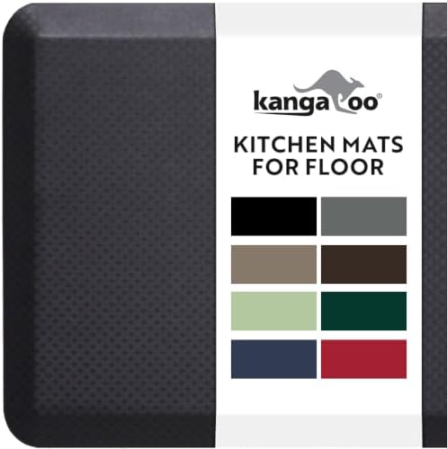 KANGAROO Cushioned Anti Fatigue Kitchen Mats for Floor, 24x70 Onyx