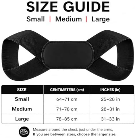 Slim Lightweight Posture Corrector for Men & Women – Invisible Upper Back Support Brace for All-Day Wear – Comfortable Under Clothing – Black (Large)