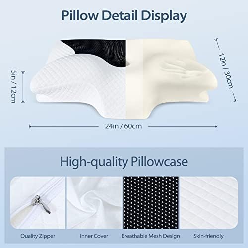 HOMCA Cervical Pillow, Ergonomic Memory Foam Neck Pillow for Pain Relief
