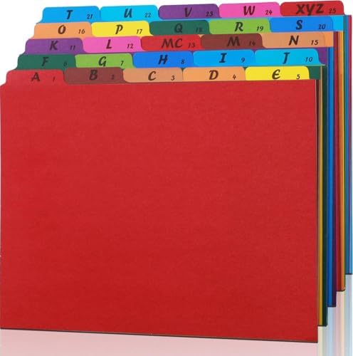 gisgfim 25 Alphabet File Guides, A‑Z Top‑Tab File Cabinet Dividers, Rainbow
