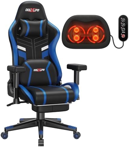 Douxlife 3D Massage Gaming Chair with Footrest Ergonomic PC Desk Chair