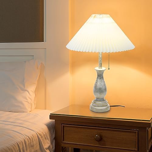 LALISU Farmhouse Table Lamp with Pull Chain Switch 3-Way Table Lamp Rustic