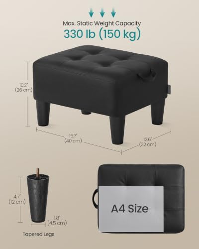 SONGMICS Storage Ottoman, PVC Leather Footrest with Hidden Storage