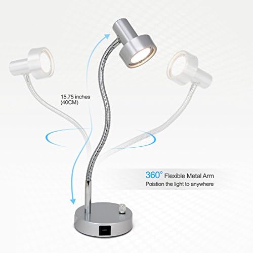 O’Bright Dimmable LED Desk Lamp with USB Charging Port (5V/2A), Full Range Dimming LED, Table Lamp with USB Charger, Flexible Gooseneck, Office Desk Lamp/Bedside Lamp, Vintage Design (Aluminum)