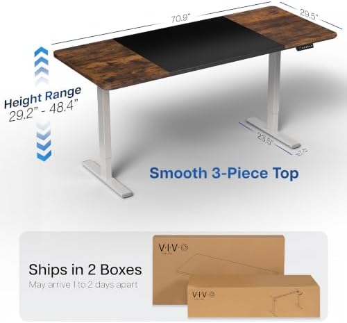 VIVO Black/Vintage Brown 71 x 30 in Standing Desk, DESK-KIT-1G7BN