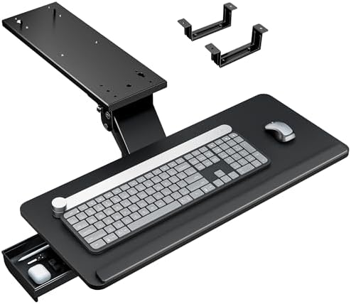 PEGZONE Keyboard Tray Under Desk Slide Out, 25 x 11 inch, Black