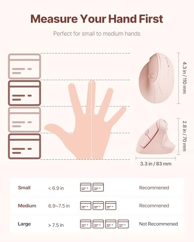 Ergonomic Mouse, USB+Bluetooth Dual Connection, Wireless Vertical Mouse for Reducing Wrist Pain, 1000/1600/2400 DPI, Ergo Mouse with Quiet Click for Windows Mac OS PC Computer Laptop, Pink