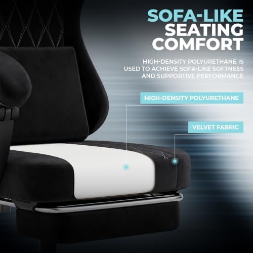 Video Gaming Chair Ergonomic Computer Chairs Gamer Chairs for Adults Massage Lumbar Support Swivel Height Adjustable Headrest Backrest Black