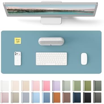 YSAGi Leather Desk Pad Protector, Office Desk Mat, Large Mouse Pad, Non-Slip PU Leather Desk Blotter, Laptop Desk Pad, Waterproof Desk Writing Pad for Office and Home (Aquamarine, 23.6" x 13.8")