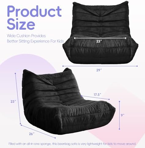 Hobestluk Medium Bean Bag Chairs Lounge Floor Chair BeanBag Couch Togo Sofa