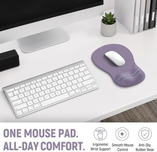 Ergonomic Mouse Pad with Wrist Rest, Gel Wrist Support, Lavender