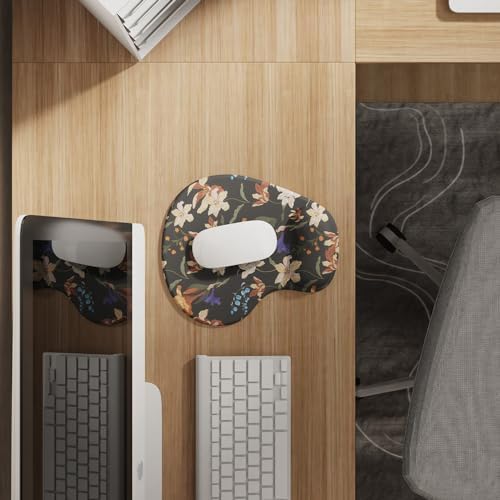 Office Mousepad with Gel Wrist Support - Ergonomic Gaming Desktop Mouse Pad Wrist Rest - Design Gamepad Mat Rubber Base for Laptop Computer -Silicone Non-Slip Special-Textured Surface (14Lily)