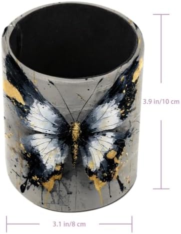 Leather Pen Holder for Desk, Watercolor Butterfly Pencil Cup Pen Organizer Makeup Brush Holder for Office Home Kids Countertop Desk Accessory Storage