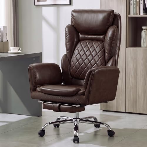 Big and Tall Executive Criss Cross Office Chair with Footrest Flip Armrest