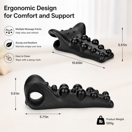 Neck and Shoulder Relaxer,18-Node Cervical Traction Pillow with Earplugs