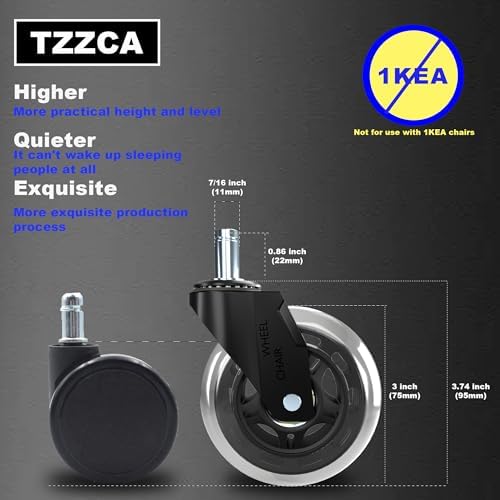 Office Chair Wheels Replacement Rubber Chair Casters Heavy Duty