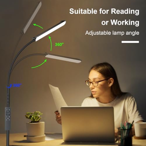 FRIDEKO HOME 2 Pack Floor Lamps for Living Room Reading Light, 1800LM Black